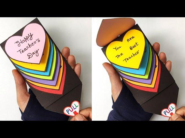 DIY - Happy Teacher's Day Special Card | Rainbow Water Fall Greeting Card | Pull me | Handmade card