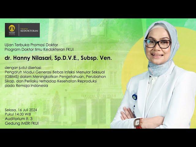[Promosi Doktor] dr. Hanny Nilasari, Sp.D.V.E., Subsp. Ven. | Program Doktor Ilmu Kedokteran