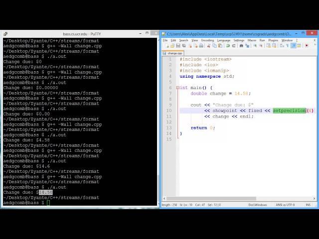 Programming example: Output formatting with floating point manipulation