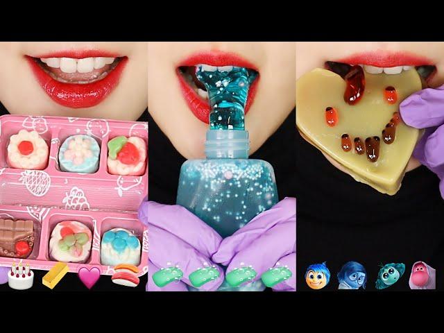 11MINUTES EMOJI EATING ASMR FOR SLEEP, INSIDE OUT FOOD ASMR,  WAX CANDY HONEY JELLY ASMR 