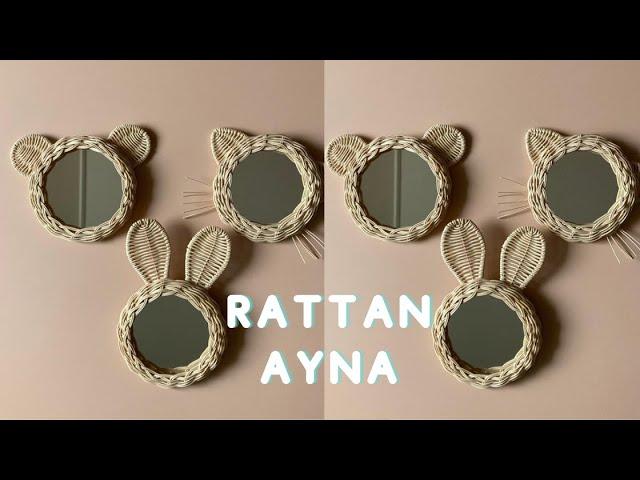 Rattan Tavşan Kulaklı Ayna Yapımı, Bambu Rattan Bunny Ayna, Kulaklı Ayna, Dekoratif Ayna Örgüsü, Diy