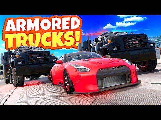 Running From ARMORED POLICE TRUCKS in BeamNG Drive Mods!