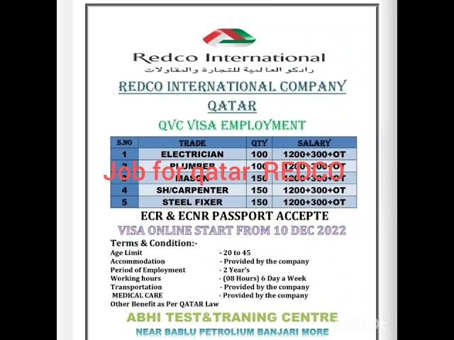 Redco international  qatar     for job