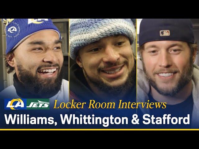 Kyren Williams, Jordan Whittington & Matthew Stafford React To Win vs. Jets | Locker Room Interviews