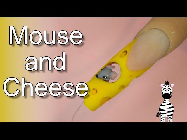 Adorable Mouse and Cheese Acrylic Nail Art Tutorial