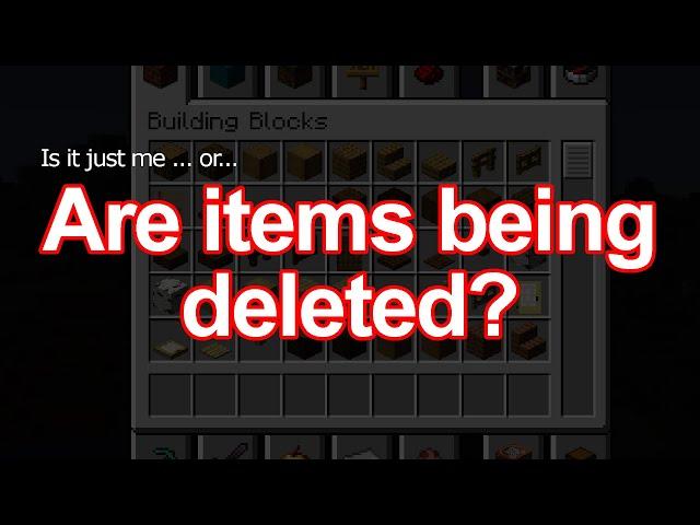 Are items being deleted from the Creative Inventory?