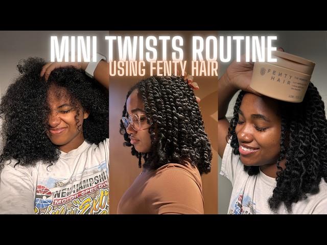 Mini Twists Routine On Natural Hair | Using Fenty Hair, No Heat Added, Type 3B-4 Curls