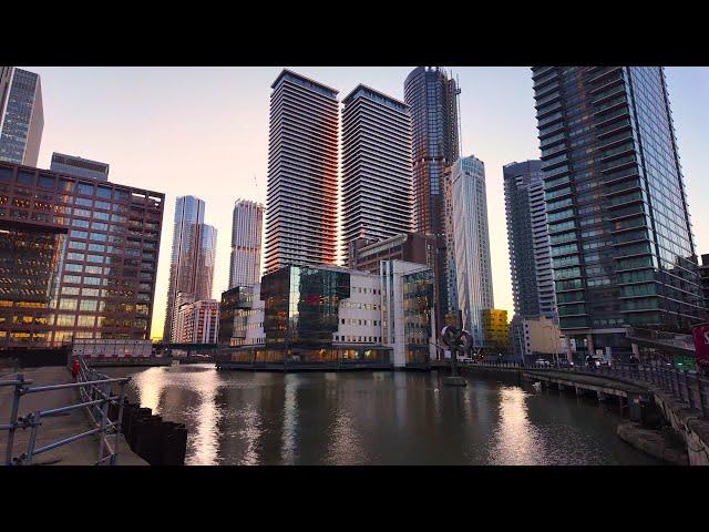 [4K] City of London & Canary Wharf | Sunrise Walk [90 Min]