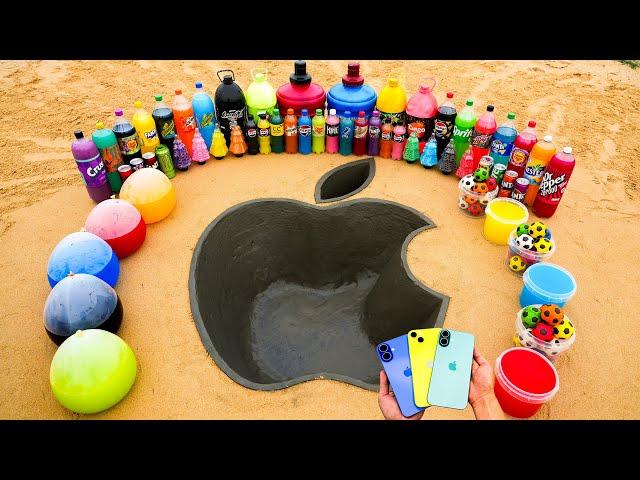 How to make APPLE logo with Cement, iPhone 16 vs Fanta, Mtn Dew, Coca Cola vs Mentos & Popular Sodas