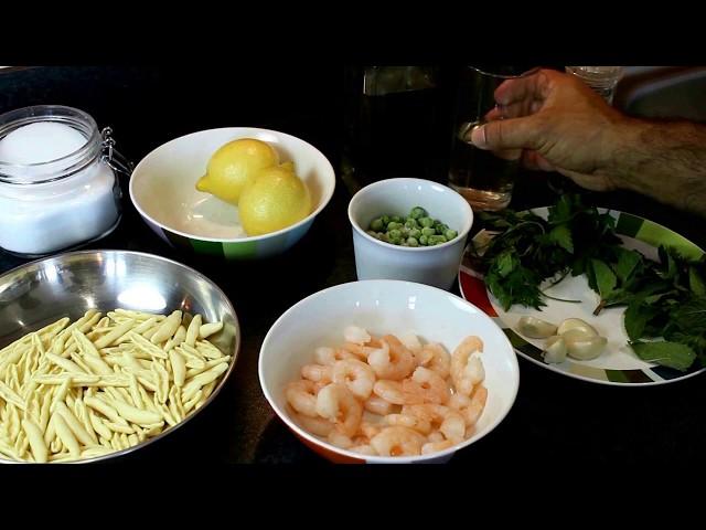 Prawn pasta with lemon cream sauce.