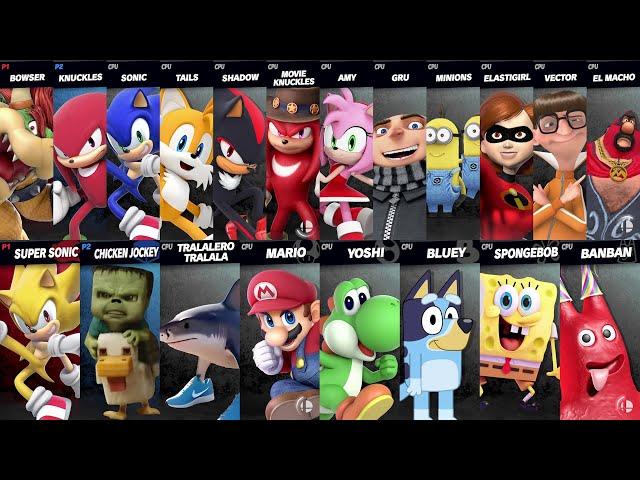 Sonic vs Mario vs Bowser vs Tralalero Tralala vs Yoshi vs Chicken Jockey | Super Smash Bros Ultimate