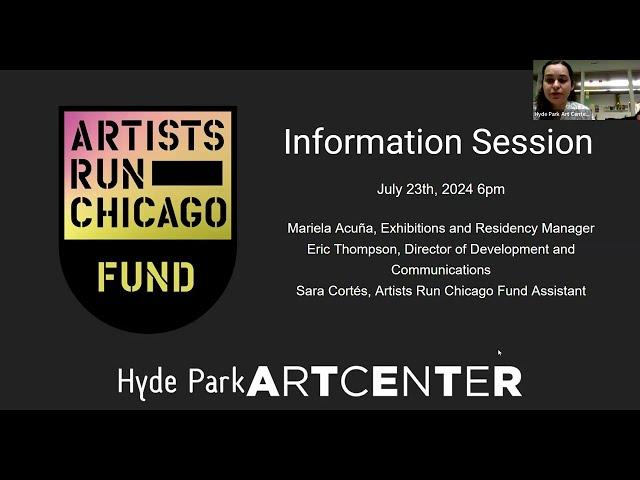 Artists Run Chicago Fund 2024 Workshop