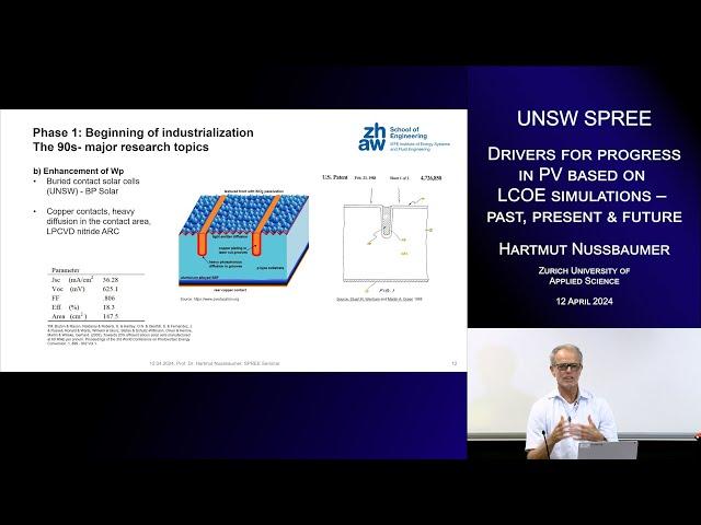 UNSW SPREE 202404-12 Hartmut Nussbaumer - Drivers for progress in PV based on LCOE simulations