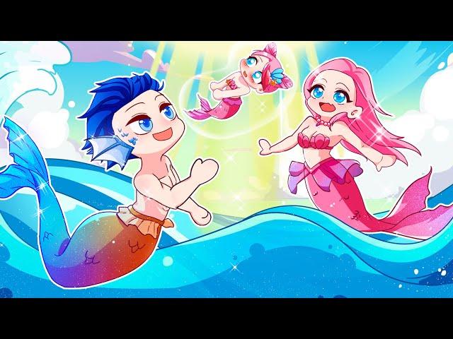 Mermaid Family Anna x Alex x Baby | Gacha Life x Gacha Club