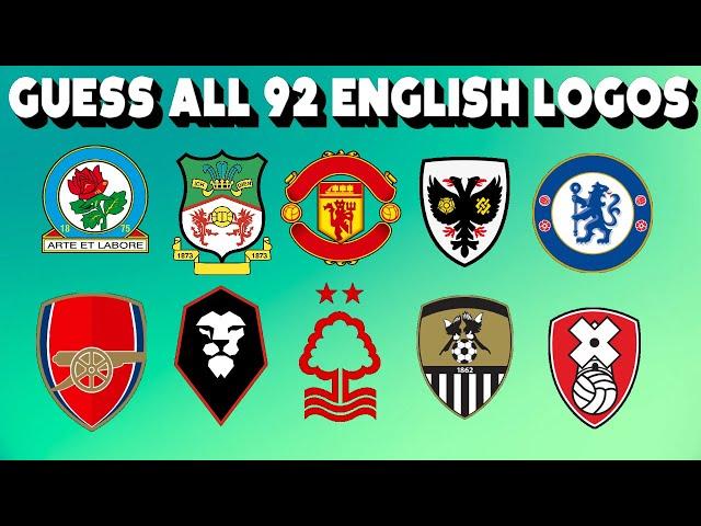 All 92 English Football Logos Quiz | Premier League to League Two + 8 Non-League | 100 Club Logos