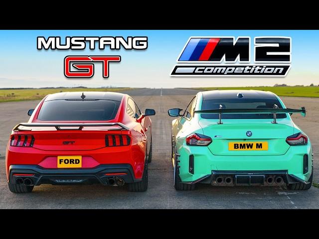 New Mustang V8 v BMW M2: DRAG RACE