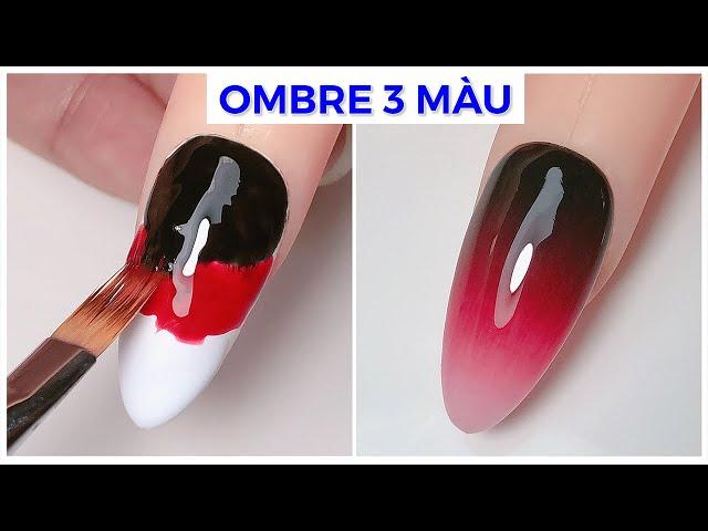 How to do gel polish ombre, 3 colour ombre nails