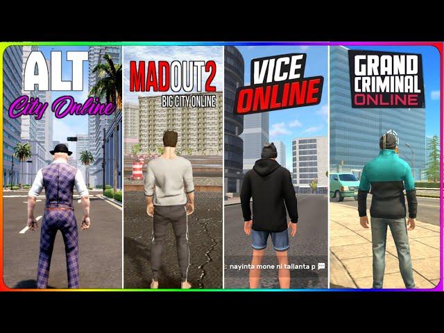 MadOut2 Big City Online vs Grand Criminal Online vs Vice Online vs Alt City Online [ Comparison ]