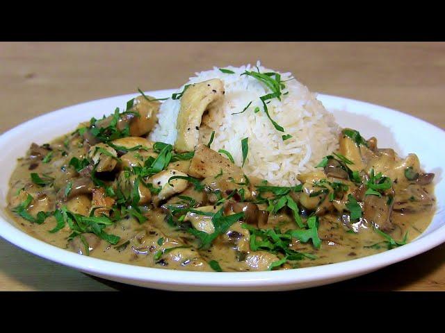 Sahne Geschnetzeltes in Champignons Rahm Sauce-Hähnchen Geschnetzeltes mit Hähnchenbrust in Pilzsoße