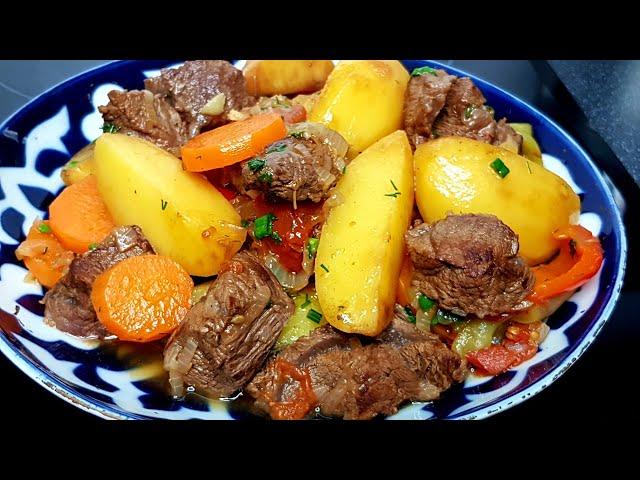 Знаменитое  блюдо нашей "Чайханы". Тушёное мясо с картофелем!!!