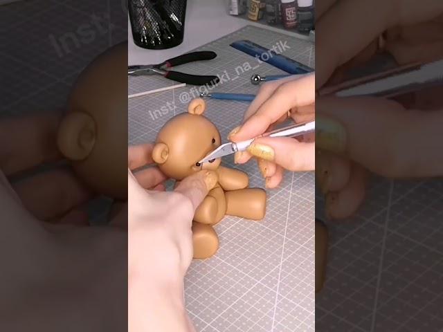 cake topper teddy bear. Мишка из мастики