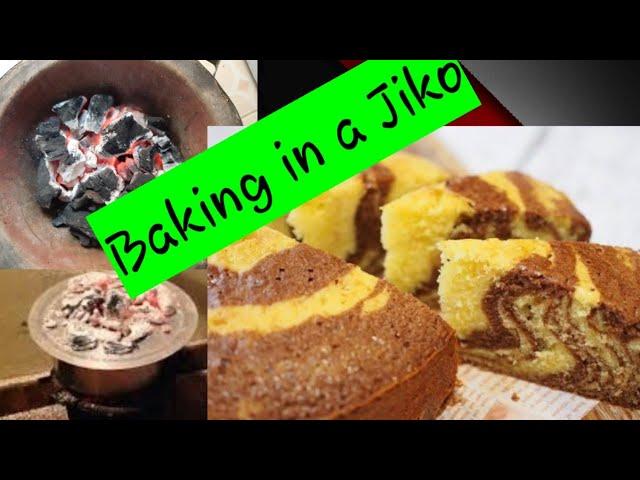 HOW TO BAKE A MARBLE CAKE USING A CHARCOAL JIKO | Asuga cooks