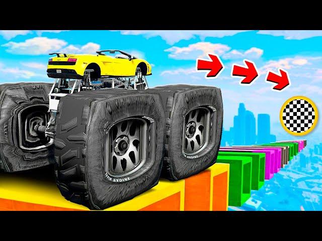CAN MONSTER TRUCK LAMBA PASS THE BROKEN ROAD IN GTA 5? GTA 5 EXPERIMENT!