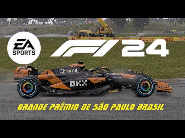 f1 24 Sao Paulo Brazil Wet race in a McLaren (VR) with realistic sponsor signs