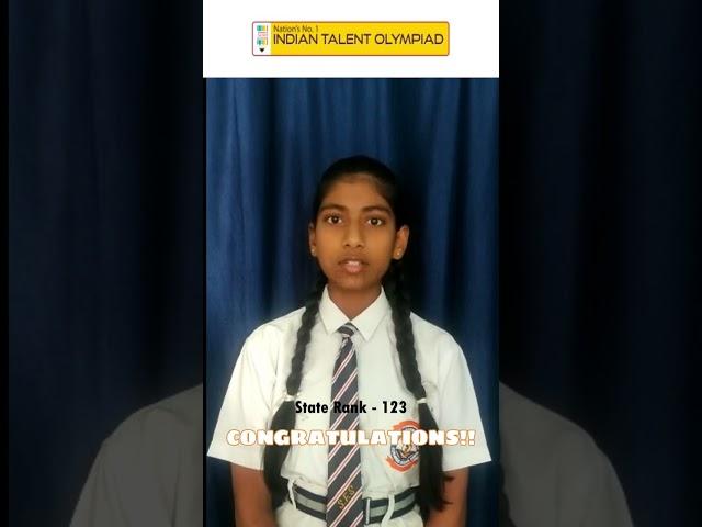 ITO Olympiad State Topper 2022-2023 - State Rank 123 Soumya Singh Bengaluru, Karnataka