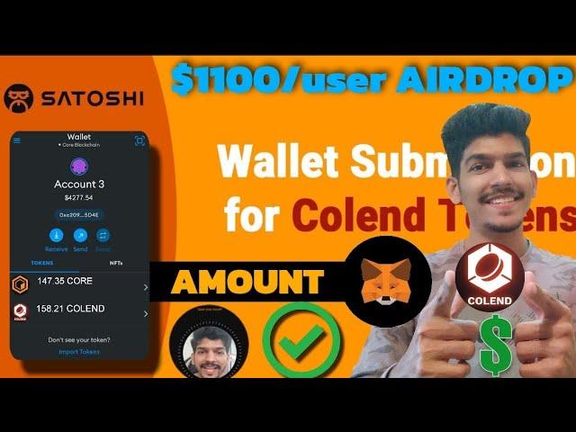 Satoshi Colend Withdrawal Process | Link wallet Address Colend coin price today | OEX OG new update