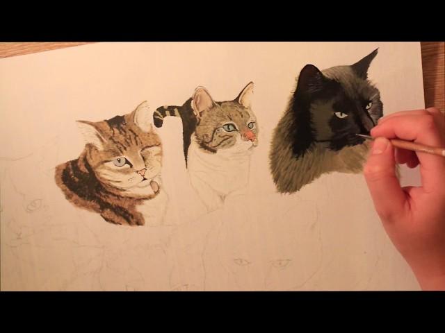 Acrylic Painting Time-lapse (Cats)