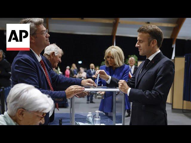 French President Macron votes in pivotal run-off