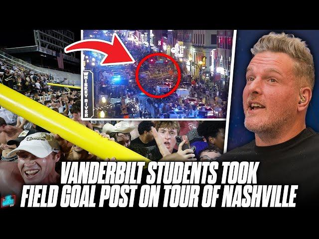 Vanderbilt Fans Carry Goal Post Down Nashville's Broadway After Being #1 Alabama?! | Pat McAfee Show