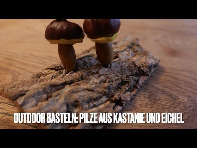 Kinder Outdoor Basteln: Zwei Pilze  aus Kastanien und Eicheln