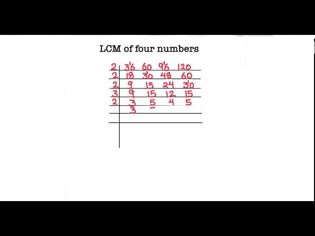 Find the LCM of Four Numbers Using Prime Factorization / How to find LCM of 36 60 96 120