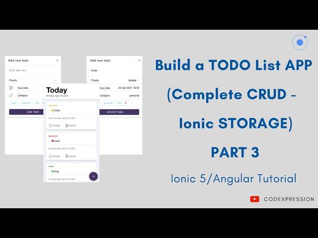 ToDo List - IONIC 5 STORAGE -- CRUD Part 3 | 2021