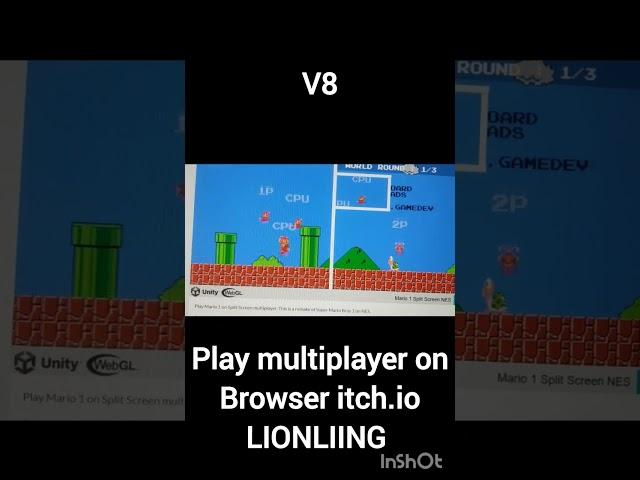 v8 Mario 1 Split Screen NES HTML5 - Link in Description -- 3 jan 2024 #gaming #unity #multiplayer