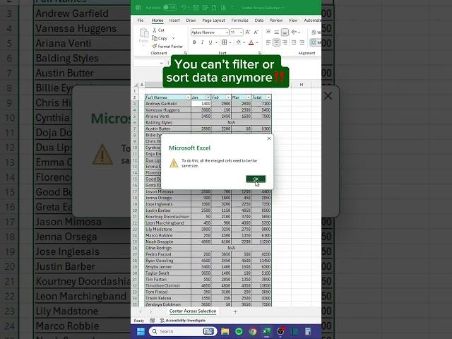 Center Across Selection in Excel‼️ #excel