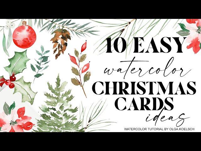 Easiest way to paint TEN watercolor Christmas cards for beginners