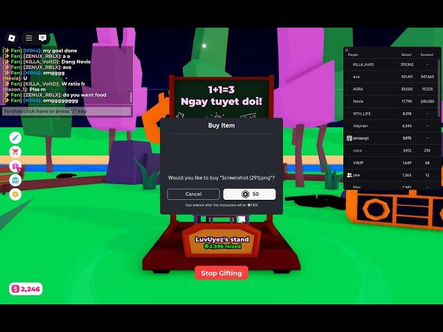 "Donating robux in please donate live! 50 rbx to random lucky winners" part 4