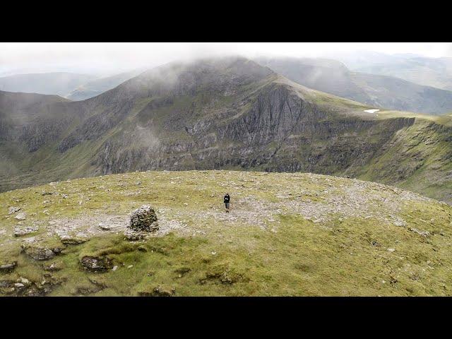 Hiking Sgurr Mor, Scotland. Aerial 4K Montage