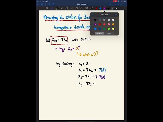 Where does solution ansatz come from for linear, autonomous, homogeneous, discrete equations?