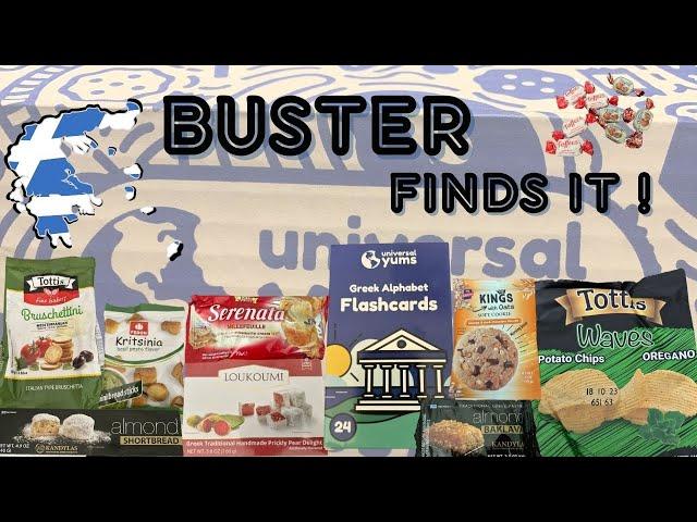 Greece Universal Yums Box! Join Buster as he tries yummy greek treats! Buster Finds It!