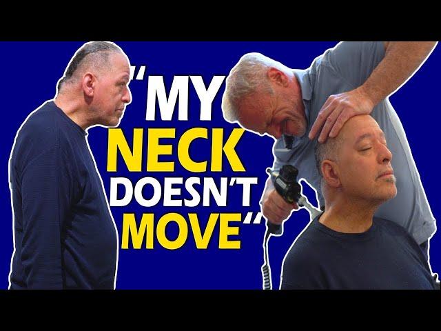 HIS NECK HASN'T MOVED IN 20 YEARS  HE NEEDS A CHIROPRACTOR!!