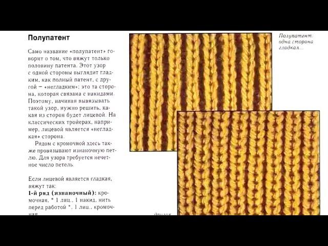 Полупатентная резинка спицами