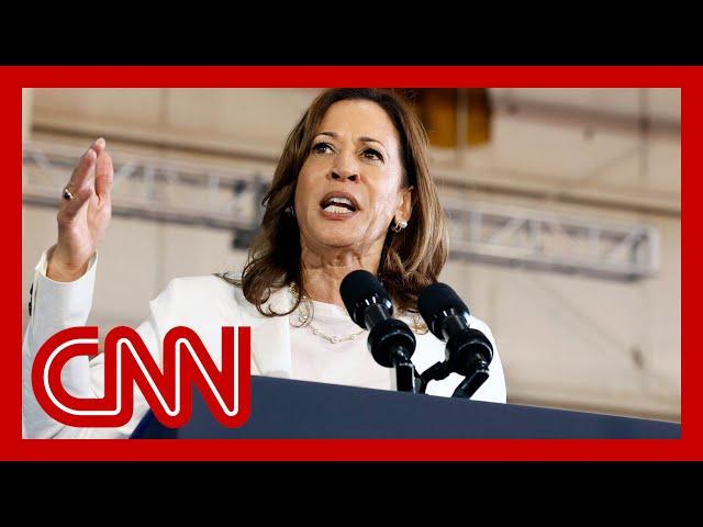 See Harris' reaction to hecklers interrupting her speech