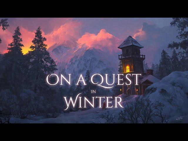 On a Quest in Winter | winter fantasy landscape, going on adventure in snow storm