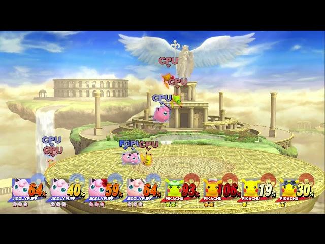 Four Jigglypuff's vs Four Pikachu's | Super Smash Bros