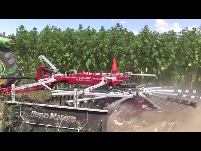 Hemp fiber cutting, raking and baling demonstration