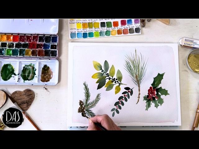 My Life is a Balancing Act - getting back on track after traveling - Festive Watercolor Evergreens